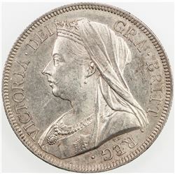GREAT BRITAIN: Victoria, 1837-1901, AR half crown, 1893. AU