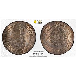 HUNGARY: Leopold I, 1657-1705, AR 15 krajczar, Kremnitz, 1663-KB. PCGS MS63