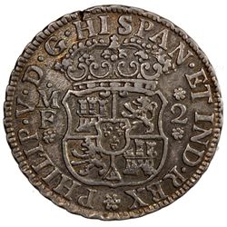 MEXICO: Felipe V, 1700-1746, AR 2 reales, 1738-Mo. VF