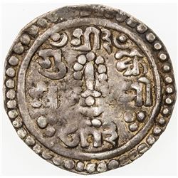 NEPAL: KATHMANDU: Jaya Prakash Malla, 2nd reign, 1750-1768, AR 1/4 mohar (1.36g), NS873 (1753). VF