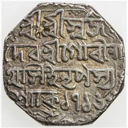 ASSAM: Gaurinatha Simha, 1780-1795, AR rupee (11.36g), SE1716 (1794), year 1. VF-EF