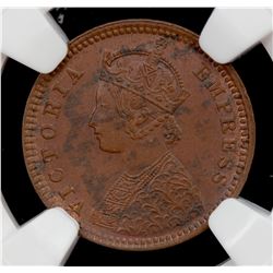 BRITISH INDIA: Victoria, Empress, 1876-1901, AE 1/12 anna, 1887(c). NGC MS62