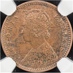 BRITISH INDIA: Victoria, Empress, 1876-1901, AE 1/12 anna, 1899(c). NGC MS61