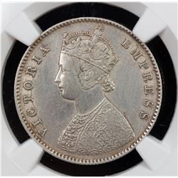 BRITISH INDIA: Victoria, Empress, 1876-1901, AR 1/2 rupee, 1881-C. NGC EF