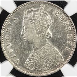 BRITISH INDIA: Victoria, Empress, 1876-1901, AR 1/2 rupee, 1886-C. NGC EF