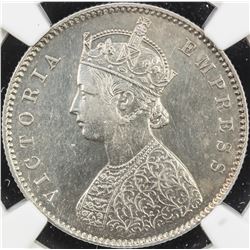 BRITISH INDIA: Victoria, Empress, 1876-1901, AR 1/2 rupee, 1894-C. NGC AU