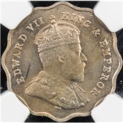 BRITISH INDIA: Edward VII, 1901-1910, 1 anna, 1910-B. NGC MS63