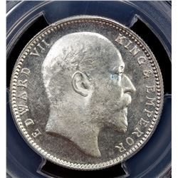 BRITISH INDIA: Edward VII, 1901-1910, AR rupee, 1904-B. PCGS MS63