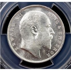 BRITISH INDIA: Edward VII, 1901-1910, AR rupee, 1904-B. PCGS MS62