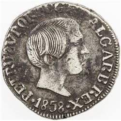 PORTUGUESE INDIA: GOA: Pedro V, 1853-1861, AR rupia (10.99g), 1858. VF