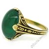 Image 7 : 14K Yellow Gold 10.03 ctw GIA Oval Cabochon VERY Fine Green Emerald Ring