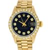 Image 2 : Rolex Ladies 18K Yellow Black Diamond President Wristwatch With Rolex Box & Appr