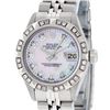 Rolex Ladies Stainless Steel Pink MOP Pyramid Diamond Datejust Wristwatch