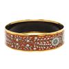 Image 2 : Hermes Brown White Multicolor Enamel Gold Plated Bangle Bracelet