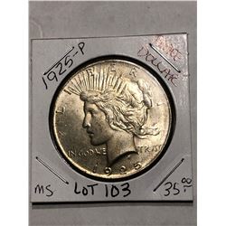 1925 P Peace Silver Dollar MS High Grade Nice Early US Coin