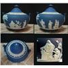 Vintage Wedgwood Jasperware dark blue covered sug