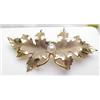 14kt yellow gold leaf brooch with 4mm pearl 4.7gr
