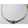 18kt two-tone necklace with cabochon oval sapphir