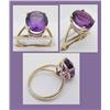 Ladys 14kt yellow gold amethyst ring 12x10mm oval