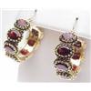 14kt yellow gold garnet hoop earrings 15.8gr