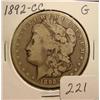 Image 1 : 1892-CC Morgan Silver Dollar  G