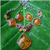 Image 1 : BALTIC AMBER GEMSTONE SILVER PLATED HANDMADE NECKLACE WITH EARRINGS