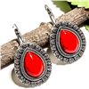 Image 1 : TURQUOISE GEMSTONE SILVER PLATED LEVER BACK EARRING 1.5"