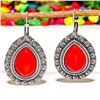Image 2 : TURQUOISE GEMSTONE SILVER PLATED LEVER BACK EARRING 1.5"