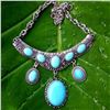 Image 1 : TURQUOISE GEMSTONE SILVER PLATED VINTAGE HANDMADE NECKLACE