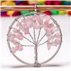 Image 2 : ROSE QUARTZ GEMSTONE TREE OF LIFE CHARM SILVER PLATED PENDANT JEWELRY