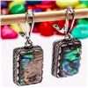 Image 2 : ABALONE SHELL GEMSTONE SILVER PLATED LEVER BACK EARRINGS