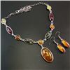 Image 1 : BALTIC AMBER GEMSTONE SILVER PLATED HANDMADE NECKLACE WITH EARRINGS