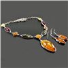 Image 3 : BALTIC AMBER GEMSTONE SILVER PLATED HANDMADE NECKLACE WITH EARRINGS