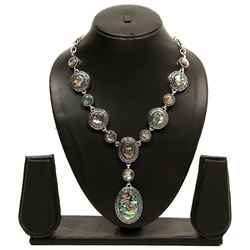 Abalone Shell Gemstone Silver Plated Necklace
