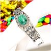 Image 2 : MALACHITE GEMSTONE SILVER PLATED  BRACELET BANGLE