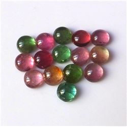 100% Natural 7 mm Multi Color Tourmaline Round Cabochon Loose Gemstone 50 Pieces Lot