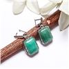 Image 1 : JADEITE GEMSTONE SILVER PLATED LEVER BACK EARRINGS