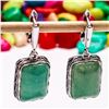 Image 2 : JADEITE GEMSTONE SILVER PLATED LEVER BACK EARRINGS