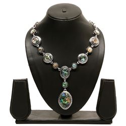 Abalone Shell Gemstone Silver Plated Necklace