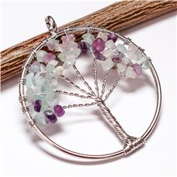 AMAZONITE GEMSTONE TREE OF LIFE CHARM SILVER PLATED PENDANT JEWELRY