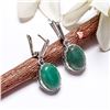 Image 1 : JADEITE GEMSTONE SILVER PLATED LEVER BACK EARRINGS