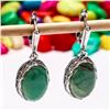 Image 2 : JADEITE GEMSTONE SILVER PLATED LEVER BACK EARRINGS
