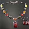 Image 2 : BALTIC AMBER GEMSTONE SILVER PLATED HANDMADE NECKLACE WITH EARRINGS