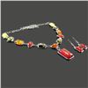 Image 3 : BALTIC AMBER GEMSTONE SILVER PLATED HANDMADE NECKLACE WITH EARRINGS