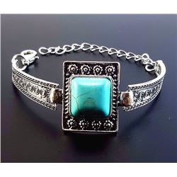 Turquoise Gemstone Silver Plated Handmade Bracelet