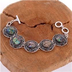 ABALONE SHELL GEMSTONE SILVER PLATED HANDMADE BRACELET
