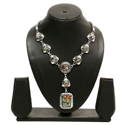Abalone Shell Gemstone Silver Plated Necklace
