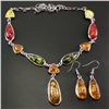 Image 2 : BALTIC AMBER GEMSTONE SILVER PLATED HANDMADE NECKLACE WITH EARRINGS