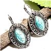 Image 1 : TURQUOISE GEMSTONE SILVER PLATED LEVER BACK EARRING 1.5"