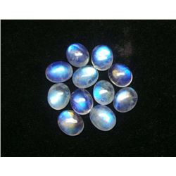 BLUE FIRE RAINBOW MOONSTONE 10X8 MM OVAL CABOCHON LOOSE GEMSTONE 50 PIECES LOT